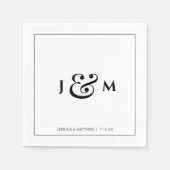 Simple Monogram Wedding スタンダードカクテルナプキン (正面)