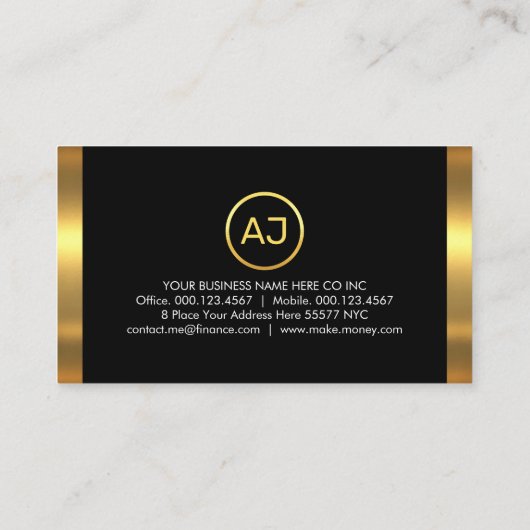 Simple Monogram With Gold Frame 名刺 (裏面)