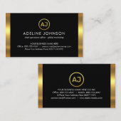 Simple Monogram With Gold Frame 名刺 (正面/裏面)