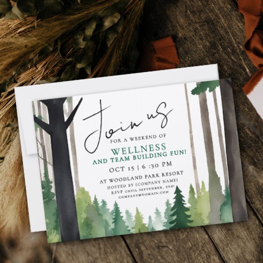 Simple Mountain Forest Team Building Relax Paint 招待状