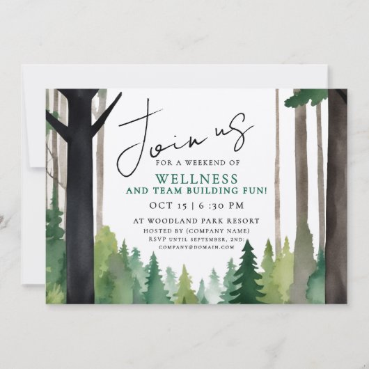 Simple Mountain Forest Team Building Relax Paint 招待状 (正面)