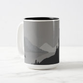 Simple mug with gray mountain landscape ツートーンマグカップ (正面左)