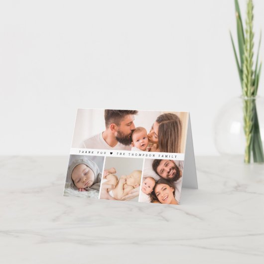 Simple Multi Photos Baby Shower サンキューカード (正面)