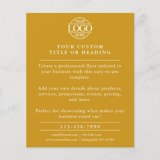 Simple Mustard Yellow Business Logo Promotional チラシ (正面)