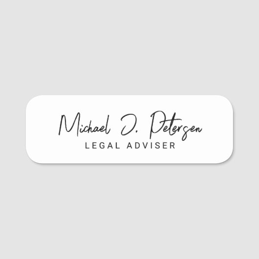 Simple name script professional basic white 名札 (正面)