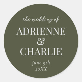 Simple Names Wedding Date Favor Envelope ラウンドシール