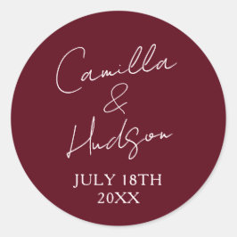 Simple Names Wedding Date Favor Envelope ラウンドシール