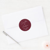 Simple Names Wedding Date Favor Envelope ラウンドシール (封筒)