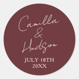 Simple Names Wedding Date Favor Envelope ラウンドシール