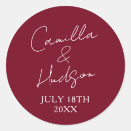 Simple Names Wedding Date Favor Envelope ラウンドシール
