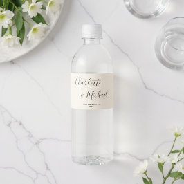 Simple Natural White Script Minimalist Wedding ペットボトルラベル