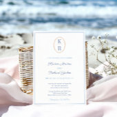 Simple Nautical Monogram Blue And White Wedding 招待状