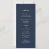 Simple Navy Blue Background Gold White Script Menu 招待状 (正面)