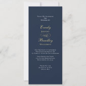 Simple Navy Blue Background Gold White Wedding 招待状 (正面)