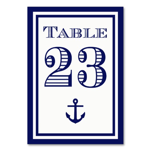 Simple Navy Blue Framed Anchor Table Card #23 テーブルナンバー (正面)