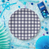 Simple navy gingham paper plates ペーパープレート (パーティー)