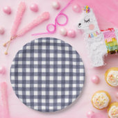 Simple navy gingham paper plates ペーパープレート (パーティー)