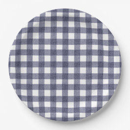 Simple navy gingham paper plates ペーパープレート