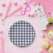 Simple navy gingham paper plates ペーパープレート (パーティー)