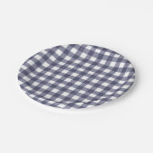 Simple navy gingham paper plates ペーパープレート (アングル)