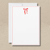 Simple Neon Red Bow Thin Border No text ノートカード