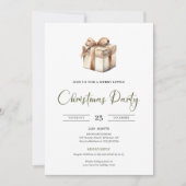 Simple Neutral Beige Scandinavian Christmas Invite 招待状 (正面)