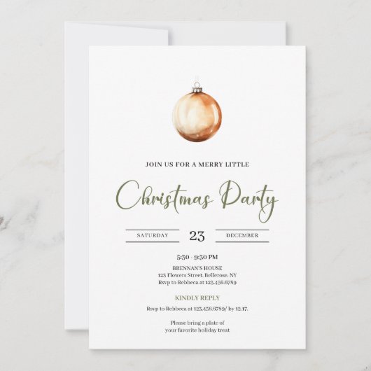 Simple Neutral Beige Scandinavian Christmas Invite 招待状 (正面)
