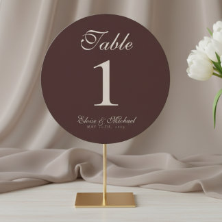 Simple Neutral Brown Wedding Table Number シーズンカード