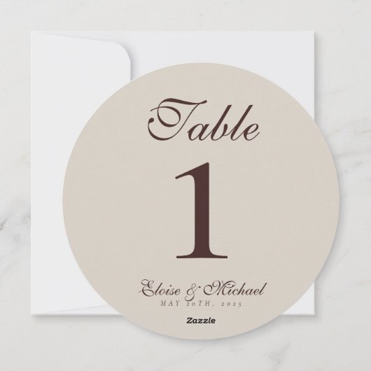 Simple Neutral Brown Wedding Table Number シーズンカード (裏面)