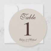 Simple Neutral Brown Wedding Table Number シーズンカード (正面)