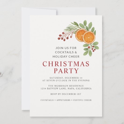 Simple Neutral Christmas Holiday Party Invitation 招待状 (正面)