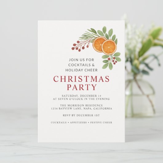 Simple Neutral Christmas Holiday Party Invitation 招待状 (スタンド正面)