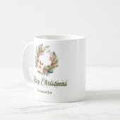Simple neutral Scandinavian look custom name Xmas コーヒーマグカップ (正面左)