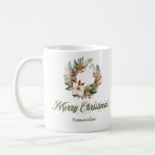 Simple neutral Scandinavian look custom name Xmas コーヒーマグカップ (左)