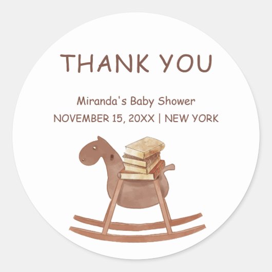 Simple New Chapter Book Baby Shower Welcome  ラウンドシール (正面)