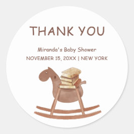 Simple New Chapter Book Baby Shower Welcome ラウンドシール