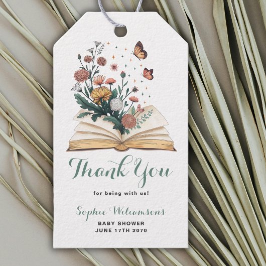Simple New Chapter Storybook Flowers Baby Shower  ギフトタグ