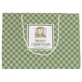 Simple Nordic Christmas Gift Bag Minimal Script ラージペーパーバッグ (裏面)