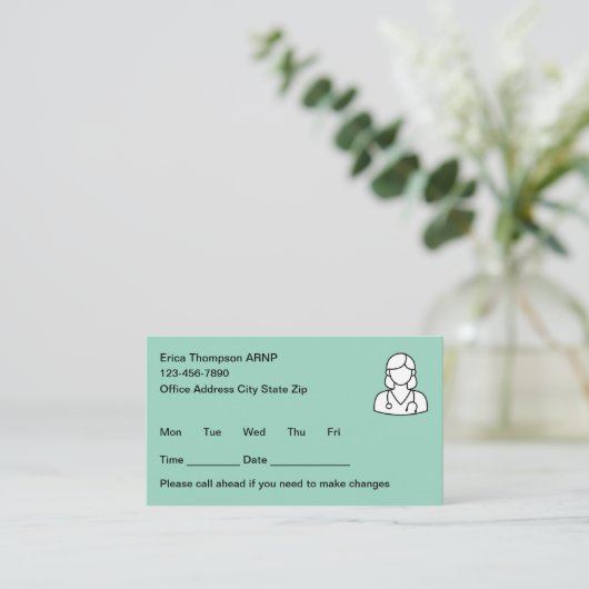 Simple Nurse Practitioner Appointment Cards 予約カード (スタンド正面)