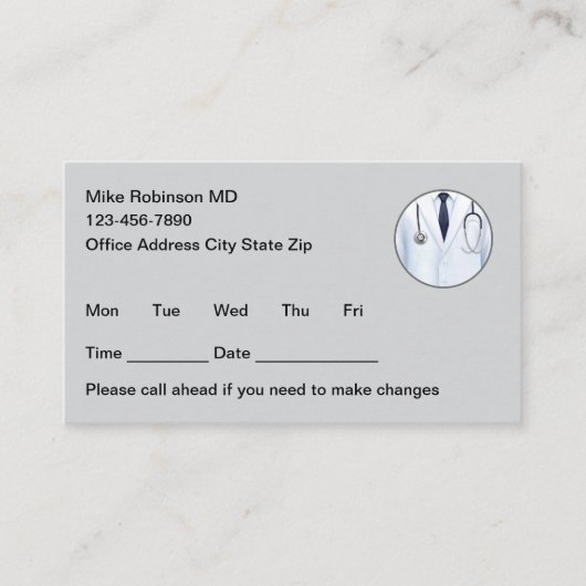 Simple Nurse Practitioner Appointment Cards 予約カード (正面)