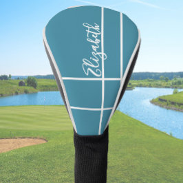 Simple ocean blue minimalist custom name ladies ゴルフヘッドカバー