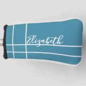Simple ocean blue minimalist custom name womens ゴルフヘッドカバー (正面)