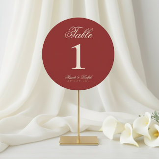 Simple Old Money Bold Red Wedding Table Numbers シーズンカード