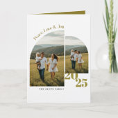 Simple Olive Green Arch Family Photo Christmas シーズンカード (正面)