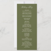 Simple Olive Green Wedding Flat Program 招待状 (裏面)