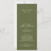 Simple Olive Green Wedding Menu Card 招待状 (正面)