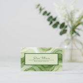 Simple Olive & Sage Green Wavy Watercolor Lines 名刺 (スタンド正面)