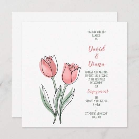 simple orange Wedding invitation (正面/裏面)