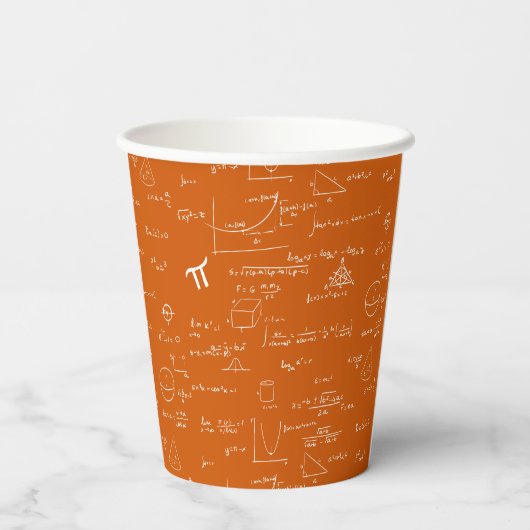 Simple Orange White Math Pattern 紙コップ (裏面)