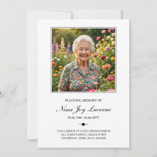 Simple Order of Service Photo Funeral Program 招待状 (正面)